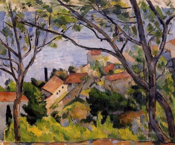 L Estaque Ansicht durch die Bäume Paul Cezanne Szenerie Ölgemälde